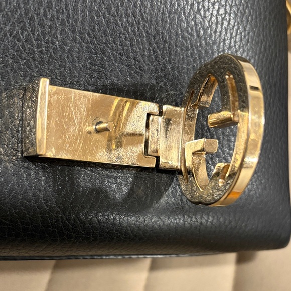 Gucci Crossbody Black Dollar Leather Interlocking GG Chain Bag - Picture 17 of 17